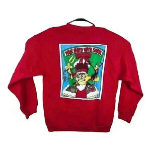 Christmas Vintage Looney Taz Coyote Sweatshirt Mens Large Tultex 1995 Wild Oats